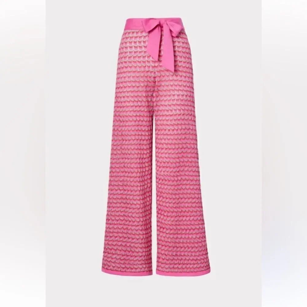 - Milly Cabana pink knit wide leg pants w/belt Size M